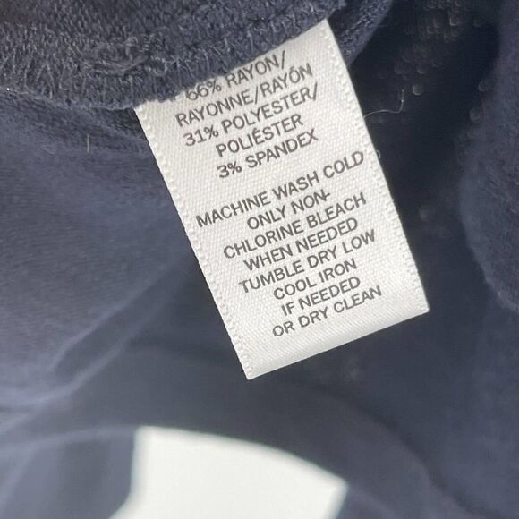 LOFT Bell Sleeve Knit Top Navy Blue V Neck Scooped Back Classic Womens Size S - Picture 6 of 6